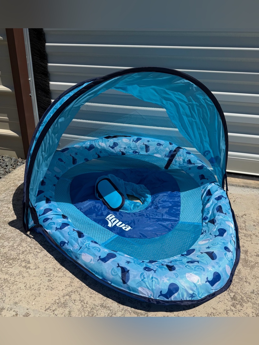 Aqua Baby Float Adjustable Seat with Canopy 6-24 months Blue Whale NEW IN BOX